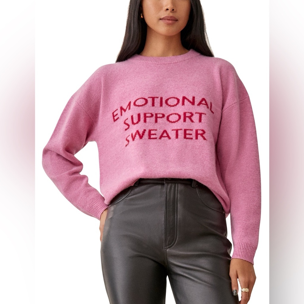REFORMATION Emotional Support Wool Sweater In Pink size S